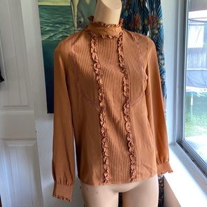 Pleated rust ruffle top